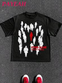 PAYEAH 1 Pcs% Cotton Stand Alone Graphic Print Shirt  Tops TEE 220g Heavy Cotton Shirt - màu đen - Xem 7
