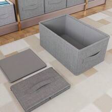 1pc Foldable Fabric Storage Box, Minimalist Washable Closet Organizer Box, Multi-Compartment Design, Multipurpose Storage Container For Underwear, Bras, Socks And Personal Items, Space-Saving Household Container For Bedroom, Wardrobe And Dorm, Essential Home Storage Accessory For All Seasons - Grey - View 4
