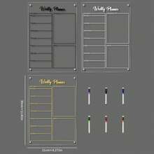 1pc Weekly Meal Magnetic Whiteboard Fridge Decor, Reusable Transparent Memo Writing Board, Weekly Meal Planner (Comes With 6 Magnetic Whiteboard Markers) - 1PC - View 10