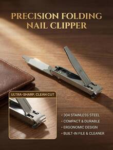2pcs Silver Stainless Steel Keychain Nail Clippers, Portable Travel Size, Gift Or Personal Use - Mini Folding Nail Clippers - View 9