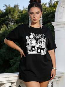 Ropa de Mujer a la Moda Camiseta de manga corta con cuello redondo suave y casual de verano para mujer, tops para salir, algodón, antiguo, vintage estilo callejero europeo y Estadounidense c - Negro - Ver 2