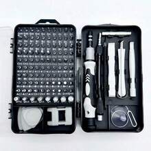 115-In-1 Magnetic Repair Tool Kit, Precision Screwdriver Set, Anti-Slip Portable Tool Set, Ergonomic Handle, For Phones, Laptops, Watches, Electronics, Chrome Vanadium Steel, Silver Gray, Shockproof - 查看 2