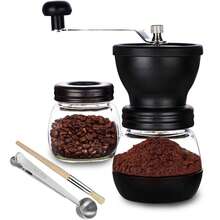 SEAGO Manual Coffee Bean Grinder With Ceramic Burr, Small Hand Crank Coffee Grinder, Coffee Grinding Set With Hand Grinder, Stainless Steel Handle, Suitable For Drip Coffee, Comes With Brush And Scoop - Multicolor - View 9