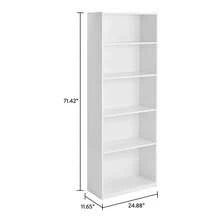 5-Shelf Bookcase With Adjustable Shelves, White - 白色 - 查看 9