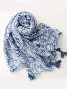 佩斯利花纹简约优雅丝巾，时尚女士真丝围巾，色彩鲜艳的印花大披肩，波西米亚风沙滩披肩，亚麻质感女士披肩，春夏款 - 彩色 - 查看 8