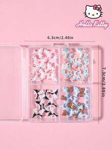 SANRIO 三麗鷗 4格 40件組 Hello Kitty 卡通美甲裝飾套組，4款海洋海豚系列 Hello Kitty 貓咪設計美甲 DIY 迷你水鑽平底裝飾 - 彩色 - 查看 5