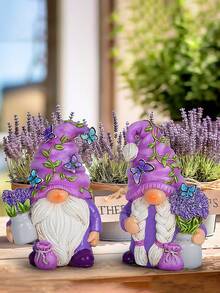 Lavender Purple Gnome Decor - Spring Home Office Decoration, Cute Summer Gnome Gift (Suitable For Women), Resin Butterfly Gnome Decor (Suitable For Desk And Shelf Decoration) - A - View 6