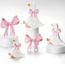 5pcs Wooden Silly Goose Holiday Party Fun Long Table Centerpiece Decor, Festival Party Decoration, Baby First Birthday Party Tabletop Ornament - Pink - View 7