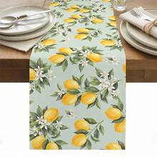 Summer Lemon Fruit Table Runner Holiday Party Decor Reusable Farmhouse Kitchen Dining Table Runner Wedding Decorations - Multicolor - View 14