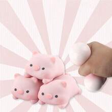 1pc Creative Stress Relief Squeeze Pig Toy - Elastic Mochi Soybean Curd Ball, Helps Relieve Stress For Adults - Multicolor - View 1