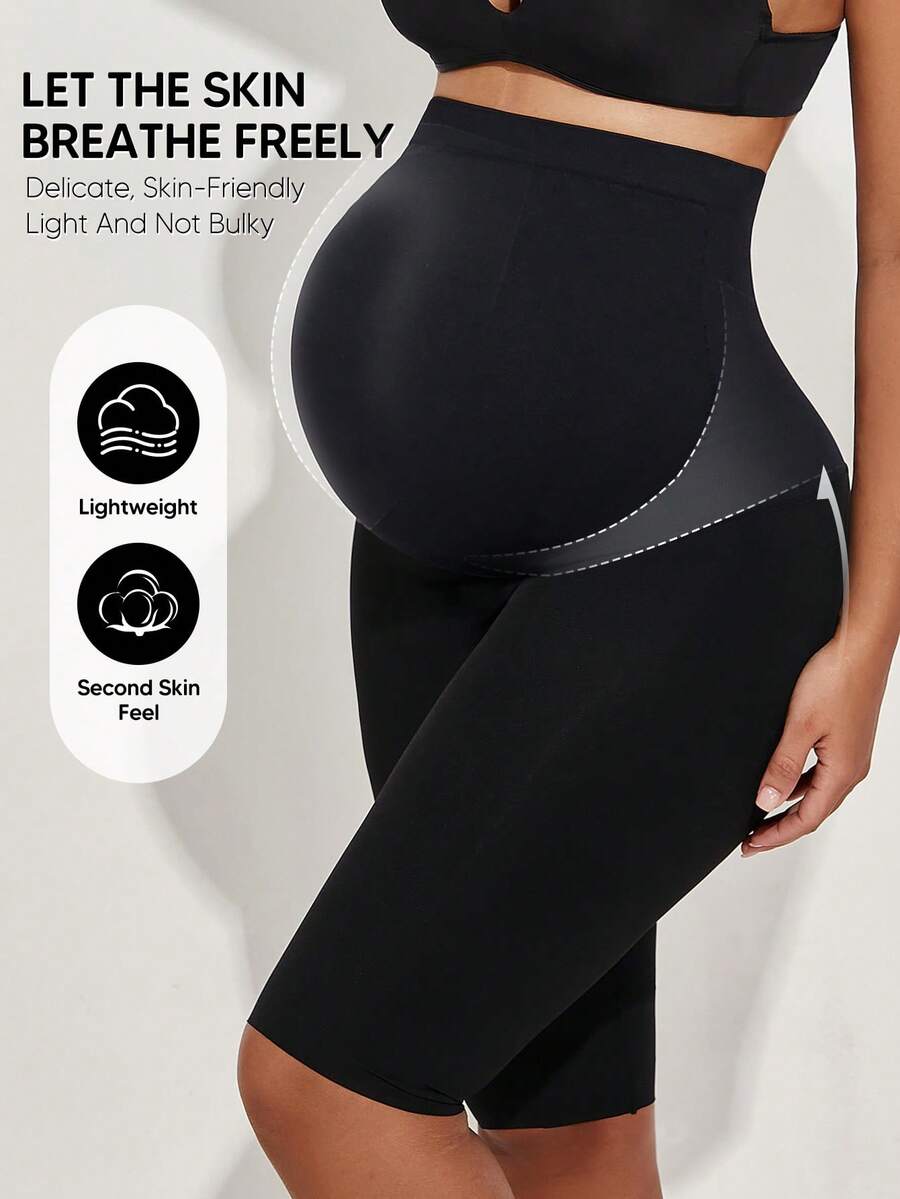 Pantalones cortos de cintura alta para maternidad color negro - Negro - Ver 1