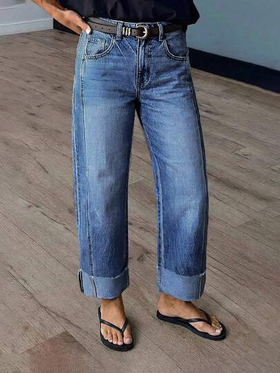New Arrival Women's Fashionable Washed Denim Jeans Casual