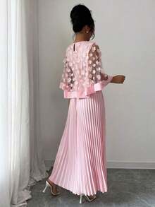 Vestido de mujer para boda, fiesta de cumpleaños y otras ocasiones, adecuado para otoño - Rosa 2 - Ver 2
