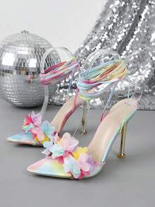 Fashionable Women's Sexy Pointed Toe Stiletto High Heel Sandals - Pink - View 8