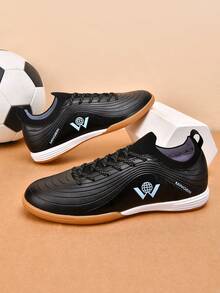 Unisex Fußballschuhe, Flache Sportschuhe für den Innenbereich, leichte Hochleistungs-5-a-side Fußballstiefel, Campus-Stil - Schwarz - Übersicht 6