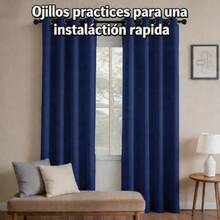 1 Piece Thermal Blackout Curtain 135x225 Cm, Total Light And UV Ray Blocking, Noise And Temperature Insulation, Ideal For Bedroom, Living Room Or TV Room - 亮藍色 - 查看 8