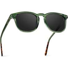 WearMe Pro WMP Eyewear - Men's Polarized Modern Rounded Square Sunglasses - Gọng đen / Tròng kính đen - Xem 1