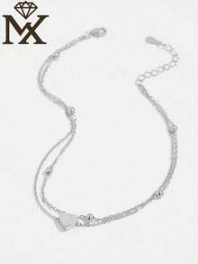 1 chiếc vòng tay hình trái tim 3D hai lớp bằng bạc sterling 925 thanh lịch, quà tặng trang sức cho Ngày Valentine, Ngày của Mẹ. - Vàng - Xem 2