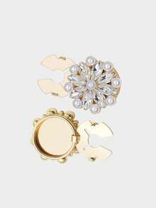 1/2/4pcs 22mm Elegant Rhinestone & Faux Pearl Button Covers For Women, Crystal Button Covers, Detachable Clip On Button Covers, Crystal Fancy Buttons For Clothing, Button Snaps With Pliers Press For Dress Suit Tux Shirt Accessories, Lead Color - Multicolor - View 12