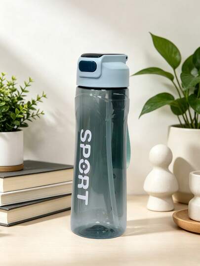 1 pieza Botella de agua aislada con pajita, gran capacidad, diseño lindo, deportes al aire libre, portátil