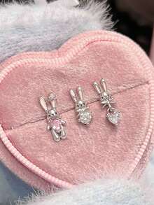 1 pieza Pendiente tipo cuff con diseño minimalista de conejo, accesorio de pendiente lindo para mujeres - Multicolor - Ver 6