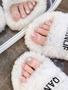 12 piezas de uñas postizas hechas a mano, de verano, con diseño de estrellas brillantes para los dedos de los pies, uñas postizas, arte de uñas cortas con uñas postizas para los dedos de los pies, uñas artificiales para los pies, regalo del Día de San Valentín, uñas de primavera y verano, uñas redondas, uñas de primavera, uñas postizas, uñas postizas cortas, uñas postizas, uñas cortas, uñas postizas acrílicas, uñas postizas hechas a mano, desmontables y reutilizables - Blanco - Ver 6