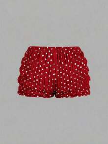 Conjunto de 2 piezas de top sin mangas y shorts con estampado de lunares en contraste para mujer - Rojo - Ver 10