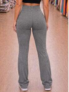Basic Flare Ballerina Leggings Without Pockets - Gris - View 2