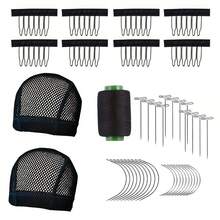 Black Crochet Hat Set, Includes 2 Crochet Hats, 6 Fabric Clips, And 1 Sewing Kit, Suitable For Wig Making - View 9