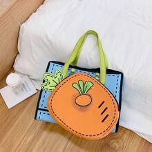 1pc New Carrot Shaped Tote Bag, Large Capacity Sports Badminton Tennis Racket Bag, Cute Shoulder Handbag - Multicolor - View 12