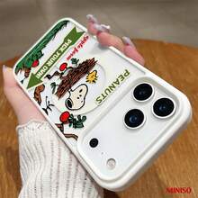 MINISO Snoopy 蘋果農場磁吸透明手機殼，適用 iPhone 17/17 Pro/17 Pro Max/17 Air/16/15/14/13/12/11/X 系列，iPhone 17 Pro Max 手機殼、iPhone 17 Pro 手機殼、iPhone 17 手機殼，女友理想禮物，適合動漫迷 - 黑色 - 查看 4