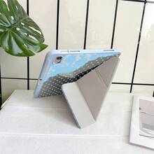 1 pieza Funda para tableta con lunares azules y ribete de encaje con soporte para bolígrafo compatible con iPad de 10.ª generación Funda inteligente/11(A16 2025)/Compatible con Samsung Galaxy S9/S7/S10+/Compatible con XIAOMI/Compatible con HUAWEI - Multicolor - Ver 5