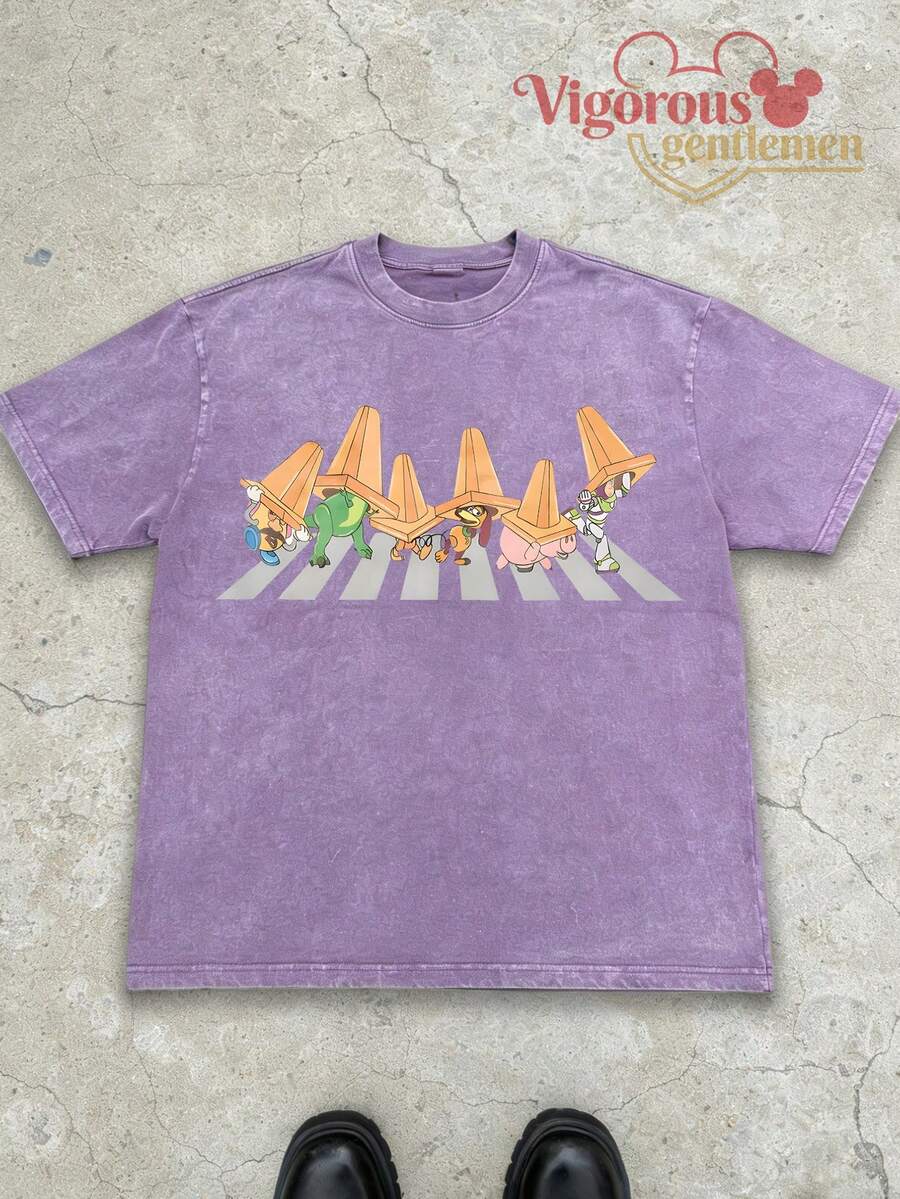 "Disney Toy Story Abbey Road Traffic Cone Washed T-Shirt" - Màu tím hoa cà - Xem 1