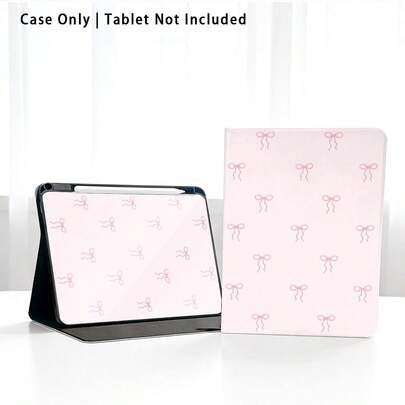 1pc Bowknot Pattern Flip Cover Tablet Protective Case With Pen Slot, Suitable For Popular Models Of /Apple/Honor, Auto Sleep/Wake Function, Ideal Gift For Back To School, Valentine's Day, Holidays