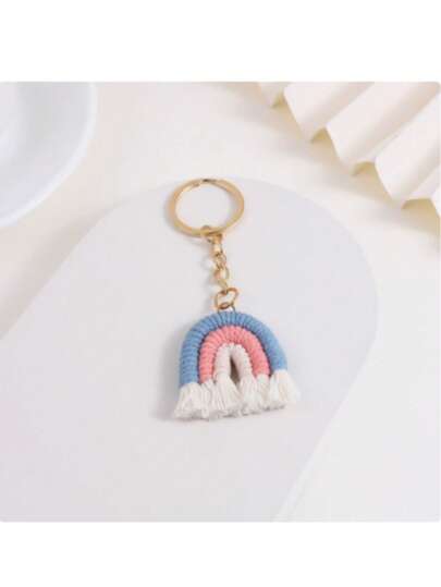 4pcs Handmade Crochet Rainbow Tassel Keychains, Suitable For Women And Girls, Can Be Used As Keychains, Pendants, Handbag Decorations, DIY Keychains, Car Decorations, Backpack Decorations, Gothic/Y2K Style Bag Decorations, ID Card Lanyards, Car Decorations, Bag Decorations, Christmas Decorations