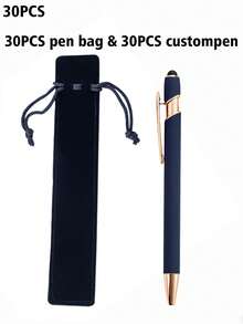 50/30/10/5/3/1pc Set Customized Luxury Soft Touch Round Ballpoint Pen With Black Pencil Case - Personalized Writing Tool, Suitable For Name And Company Website, Perfect Gift For Men, Anniversary, Birthday, Graduation Season Gift, Multi-Functional, Decorative, Reusable, Modern, Colorful, Cute, Vintage, Cartoon, Kawaii, Customized, Personalized, Unique, Customized, Workers, Customers, Students, For Business/Work/Office, For School - Sets - View 24