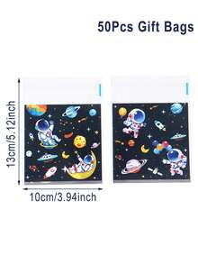 50/100个太空宇航员主题礼品袋，宇航员图案糖果袋，吐司包装自封袋，适用于生日派对桌面装饰、婴儿派对糖果袋、太空主题生日派对面包卷袋、新娘送礼会装饰、食品包装袋、烘焙分隔袋、派对桌面装饰、派对填充袋 - 太空船員 - 查看 11