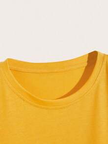 Hombres Camiseta de hombros caídos con estampado de expresión - Amarillo - Ver 4