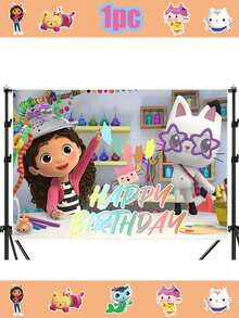 MASSDI Gabby's Birthday Party Decoration - Large-Sized Polyester Background Cloth, Suitable For Indoor/Outdoor/Garden Decoration, Party, Birthday, Festival, Living Room, Bedroom, Office And Home Decoration, Birthday Banner Background Cloth Decoration, Halloween And Christmas Decoration - Multicolor - View 18