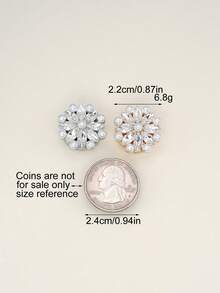 1/2/4pcs 22mm Elegant Rhinestone & Faux Pearl Button Covers For Women, Crystal Button Covers, Detachable Clip On Button Covers, Crystal Fancy Buttons For Clothing, Button Snaps With Pliers Press For Dress Suit Tux Shirt Accessories, Lead Color - Multicolor - View 4