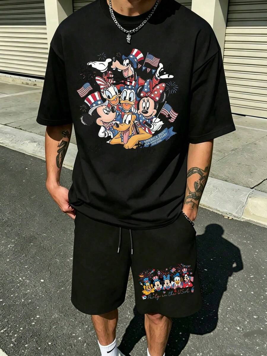 "4th Of July Disney Friends" Patriotic 2-Piece Outfit - 黑色 - 查看 1
