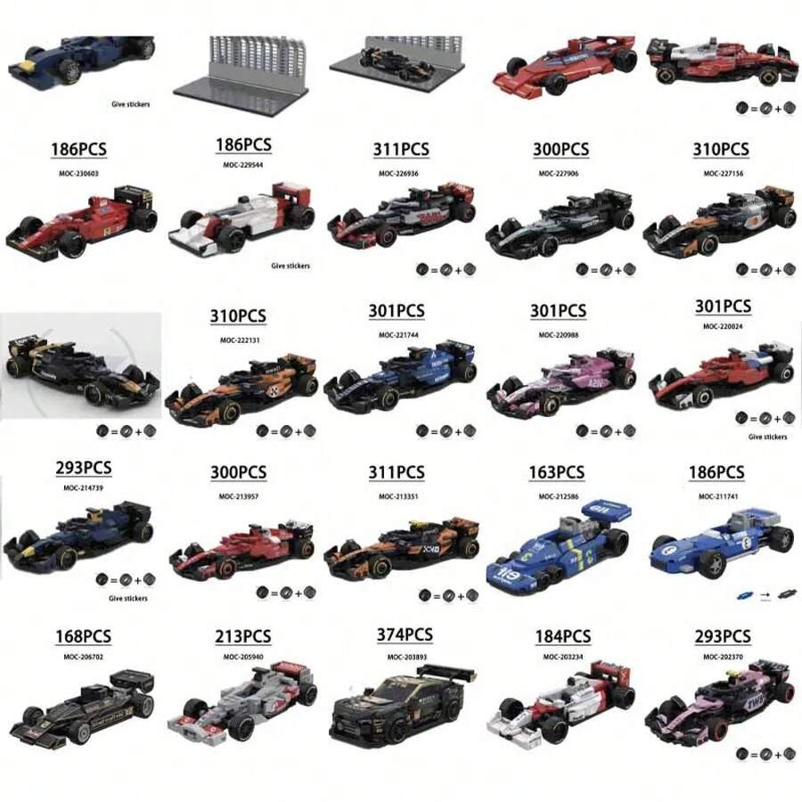 Bloques de Construcción de Coche de Carreras F1, Vehículo Campeón de Carreras de 8 Rejillas (Con Pegatinas), Regalo de Cumpleaños para Niños, Regalo de Navidad - MOC-216948 - Ver 1