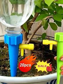 20个植物自动浇水器，户外自动浇水装置，带可调节阀门开关，适用于室内外花园浇水系统 - 多色 - 查看 4