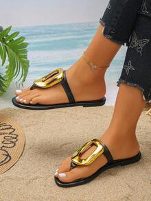 1 Pair Women's Casual Sandals, Transparent Upper With Rhinestone Decor, Suitable For Beach And Outdoor Wear - Black - View 15