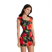 CKLASS Vestido Dama Azul Ajustado Con Estampado 930-55 - Negro - Ver 3