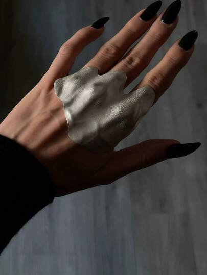 خاتم كنكل مطوي غير متماثل عتيق، تصميم فريد راق مناسب للارتداء اليومي والتجمعات والحفلات، قطعة واحدة