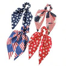 2026 4th Of July Independence Day Scrunchie, Star & Stripe Bow Long Ribbon Hair Tie, Patriotic Style Ponytail Holder, American Flag Theme Hair Accessory For Holiday Party Daily Wear - 4-piece Set - View 11
