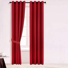 1 Piece Thermal Blackout Curtain 135x225 Cm, Total Light And UV Ray Blocking, Noise And Temperature Insulation, Ideal For Bedroom, Living Room Or TV Room - 大紅色 - 查看 3