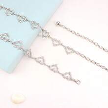 1pc Fashionable Heart-Shaped Rhinestone Studded Women's Waist Chain, Versatile And Personalized Style, Suitable For Holidays, Valentine's Day, Summer, School Season, Autumn, Music Festivals - Multicolor - View 4