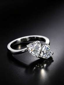 ConiiW A 2-Carat Moissanite Heart-Shaped Adjustable Women's Ring In 925 Sterling Silver, Perfect For Everyday Wear, Dates, Parties, And More. - Silver - View 5